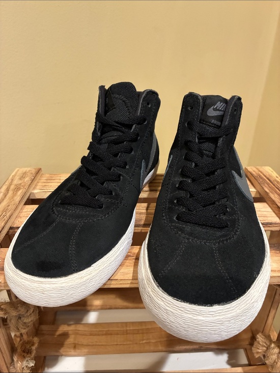 Nike Shoes - Nike Black Suede High-Top Sneakers with White Soles and Gray Swoosh